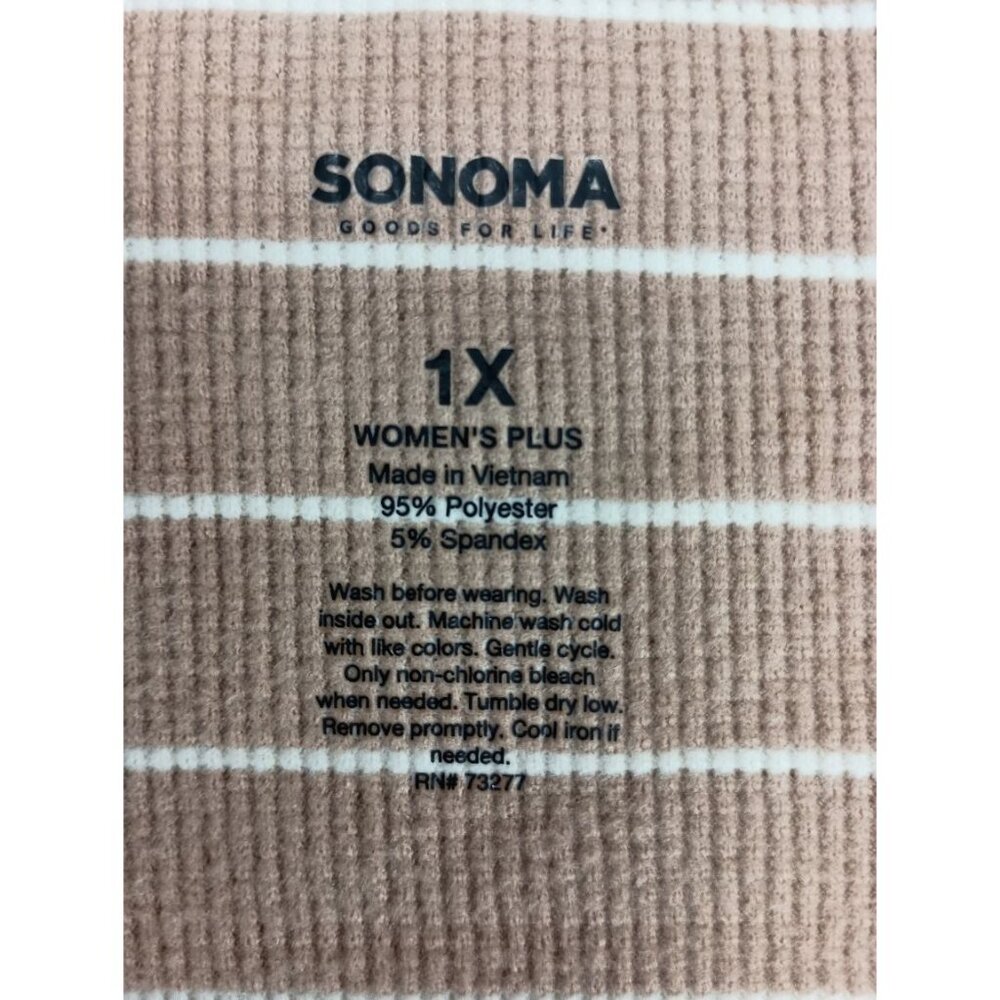 Sonoma Good For Life Women's 1X Plus Cozy Waffle Pullover Top Log Sleeve  Shirt - Picture 7 of 8